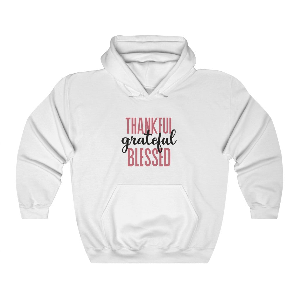 Thankful Grateful Blessed Motivational Hoodie Hoodie MindsetMerch White L 