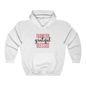 Open image in slideshow, Thankful Grateful Blessed Motivational Hoodie Hoodie MindsetMerch White L 
