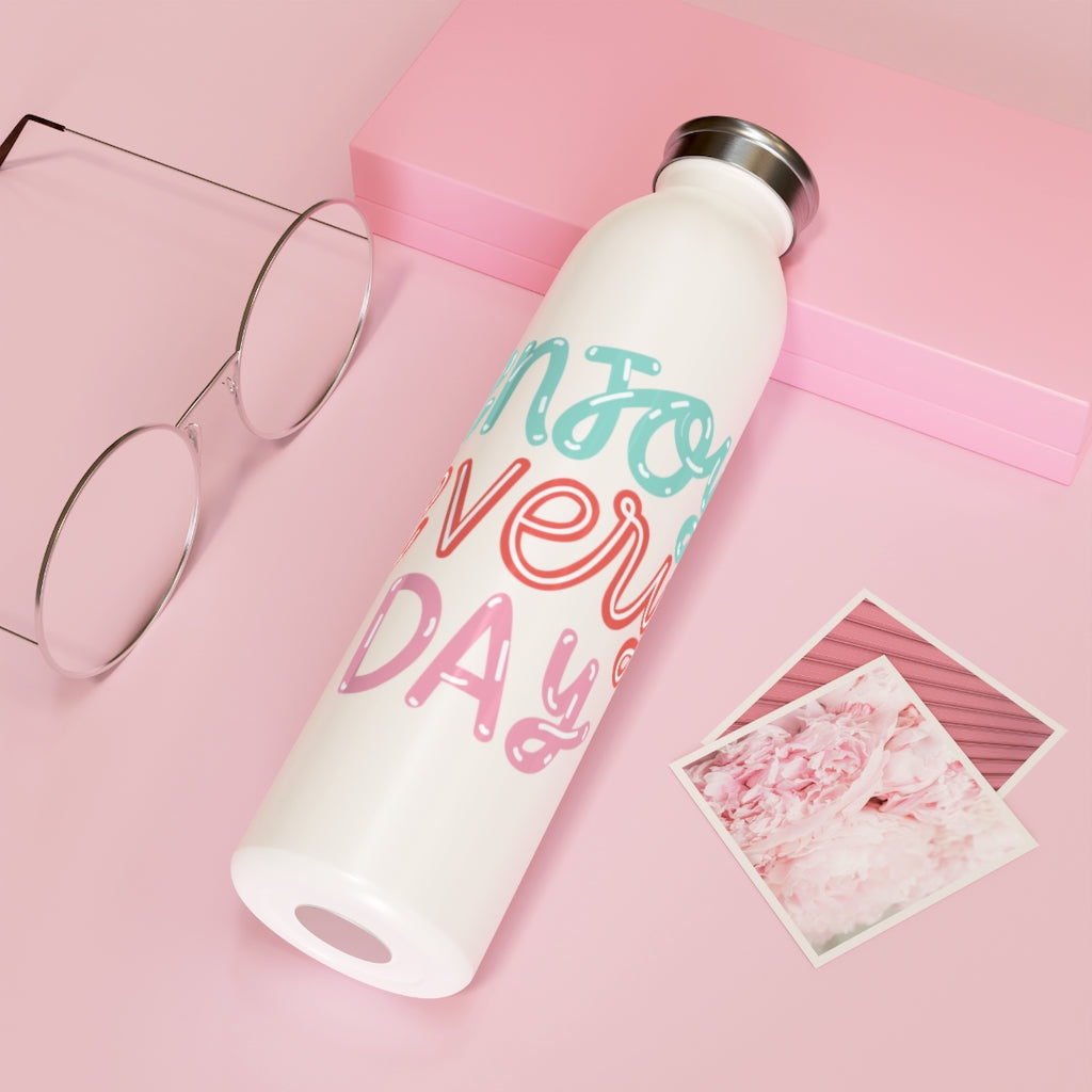 Enjoy Every Day Drink Bottle Drink Bottle MindsetMerch 20oz White 