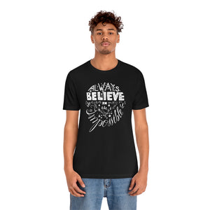 Open image in slideshow, Always Believe In The Impossible Motivational T-Shirt T-Shirt MindsetMerch Black L 
