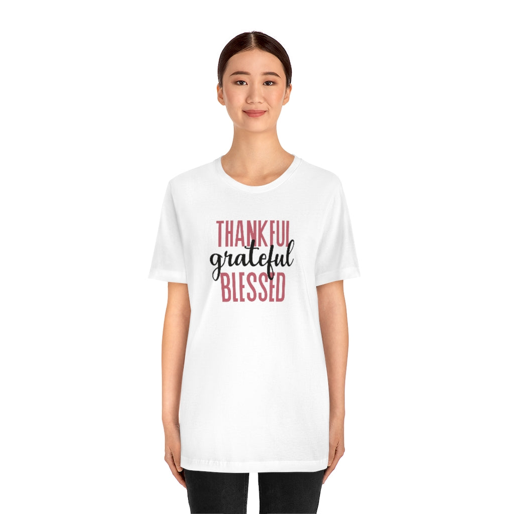 Thankful Grateful Blessed Motivational T-Shirt T-Shirt MindsetMerch White L 