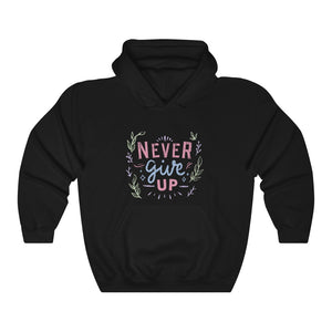 Open image in slideshow, Never Give Up Motivational Hoodie Hoodie MindsetMerch Black L 
