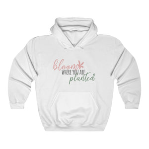 Open image in slideshow, Bloom Where You Are Planted Motivational Hoodie Hoodie MindsetMerch White L 
