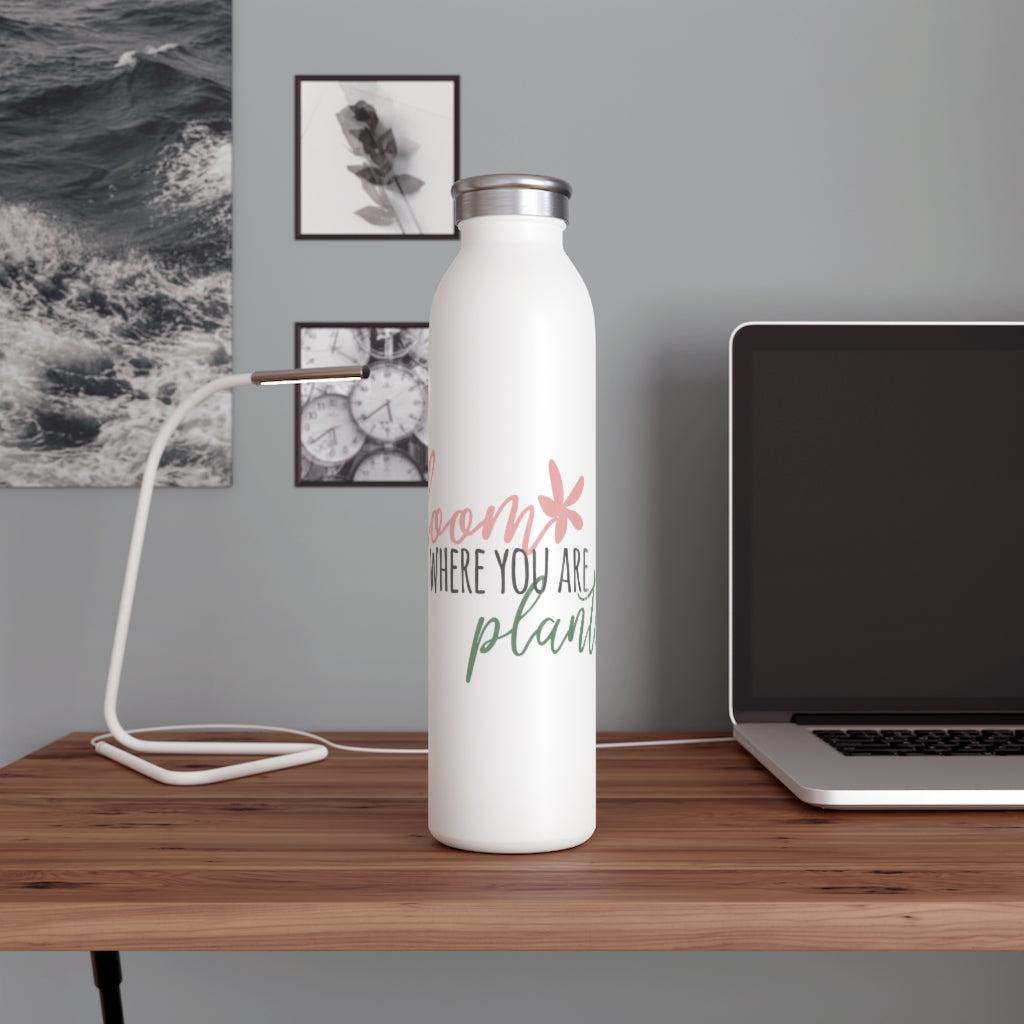 Bloom Where You Are Planted Drink Bottle Drink Bottle MindsetMerch 20oz White 