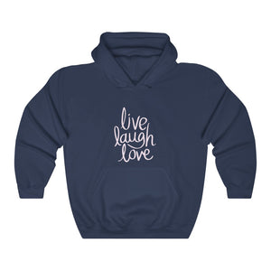 Open image in slideshow, Live Laugh Love Motivational Hoodie Hoodie MindsetMerch Navy L 
