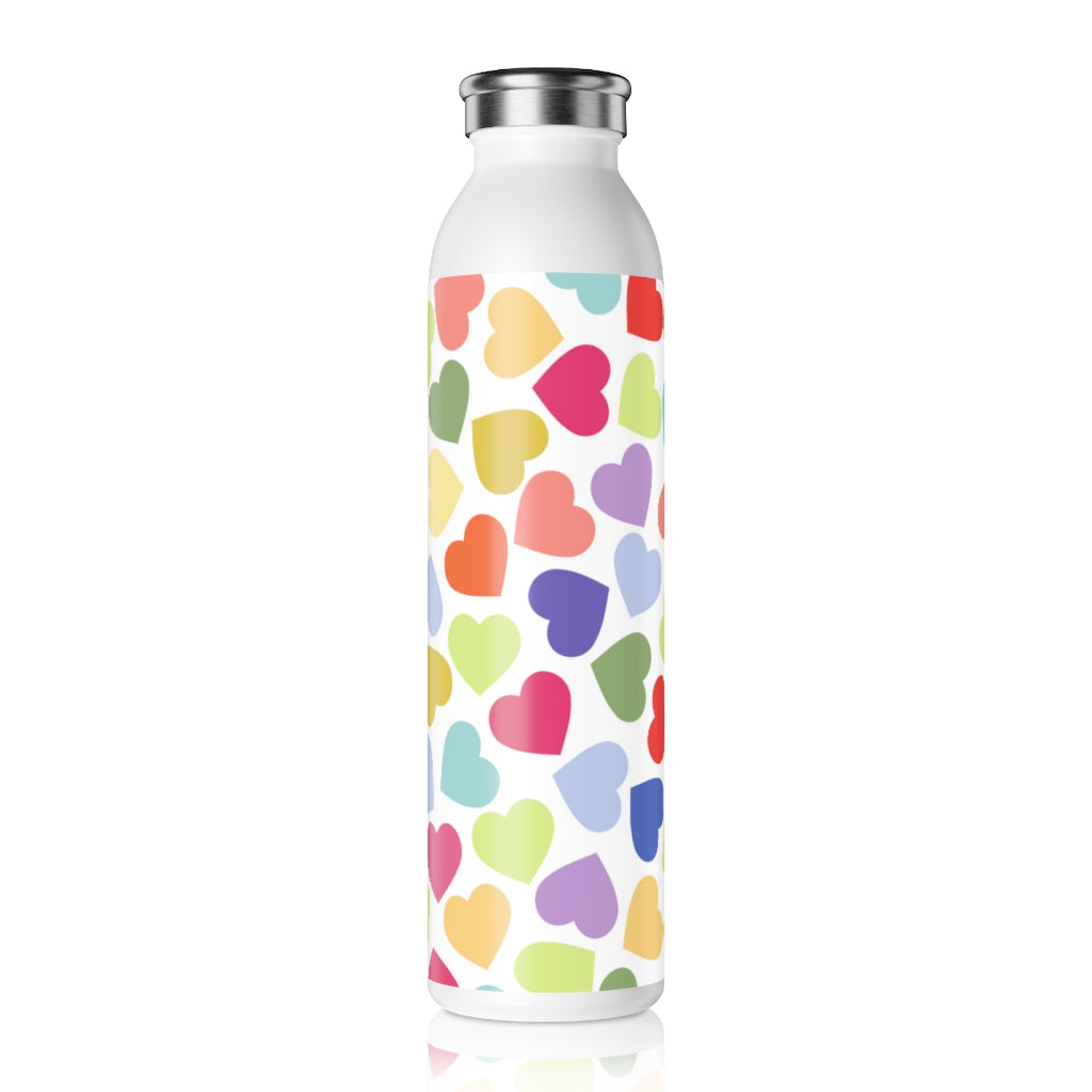 Heart Pattern Drink Bottle Drink Bottle MindsetMerch 20oz White 