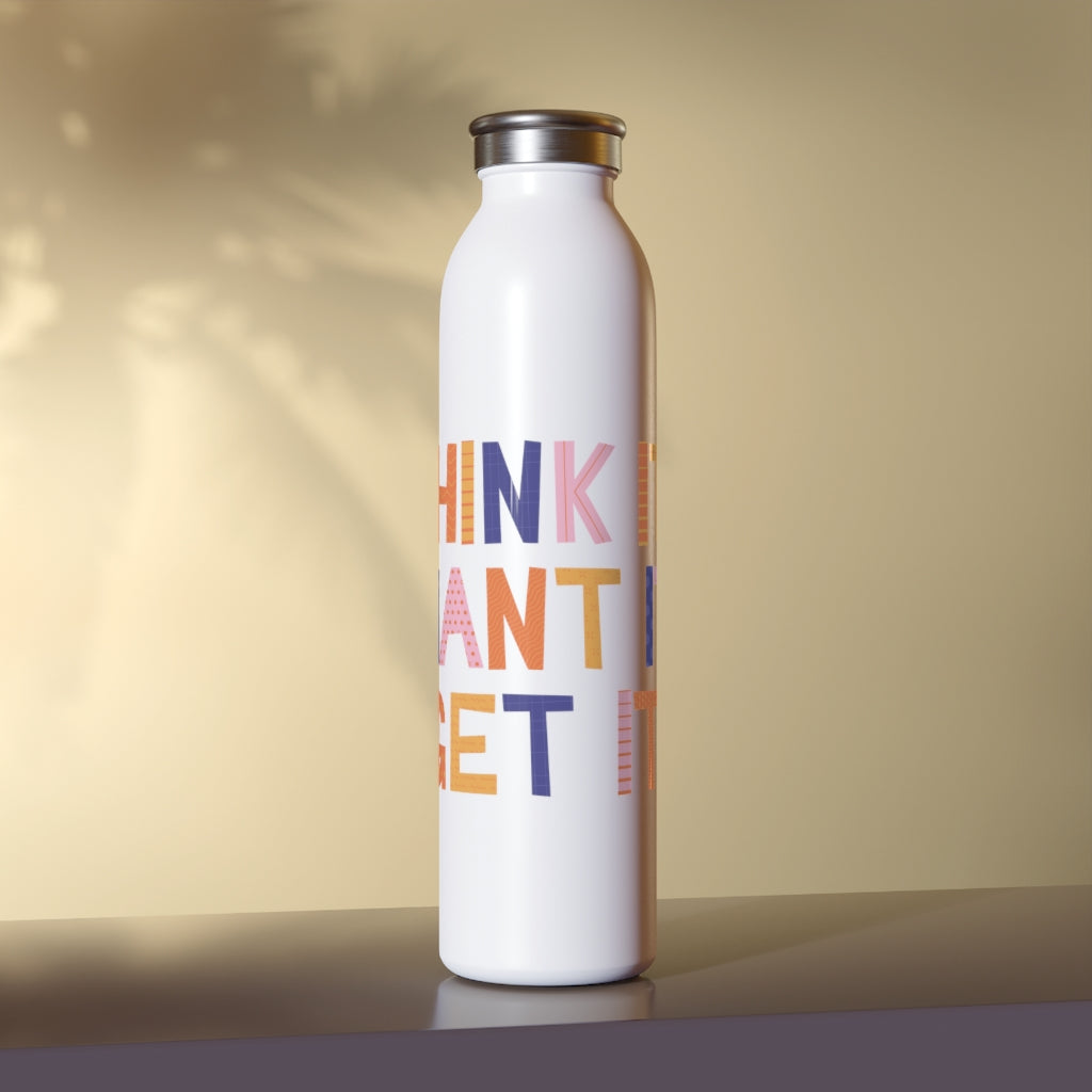 Think It Want It Get It Drink Bottle Drink Bottle MindsetMerch 20oz White 