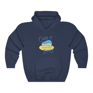 Open image in slideshow, Cake It Easy Funny Motivational Hoodie Hoodie MindsetMerch Navy L 
