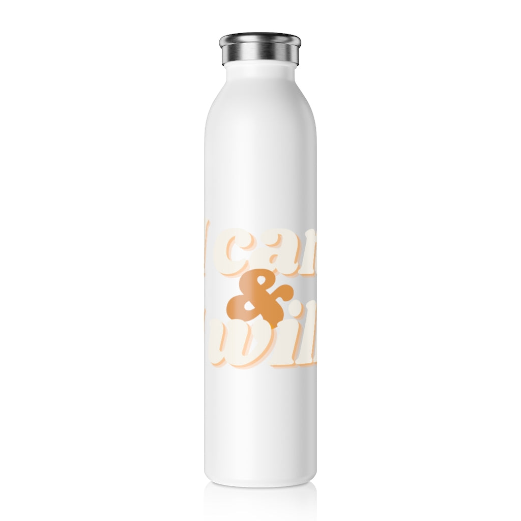 I Can And I Will Drink Bottle Drink Bottle MindsetMerch 20oz White 