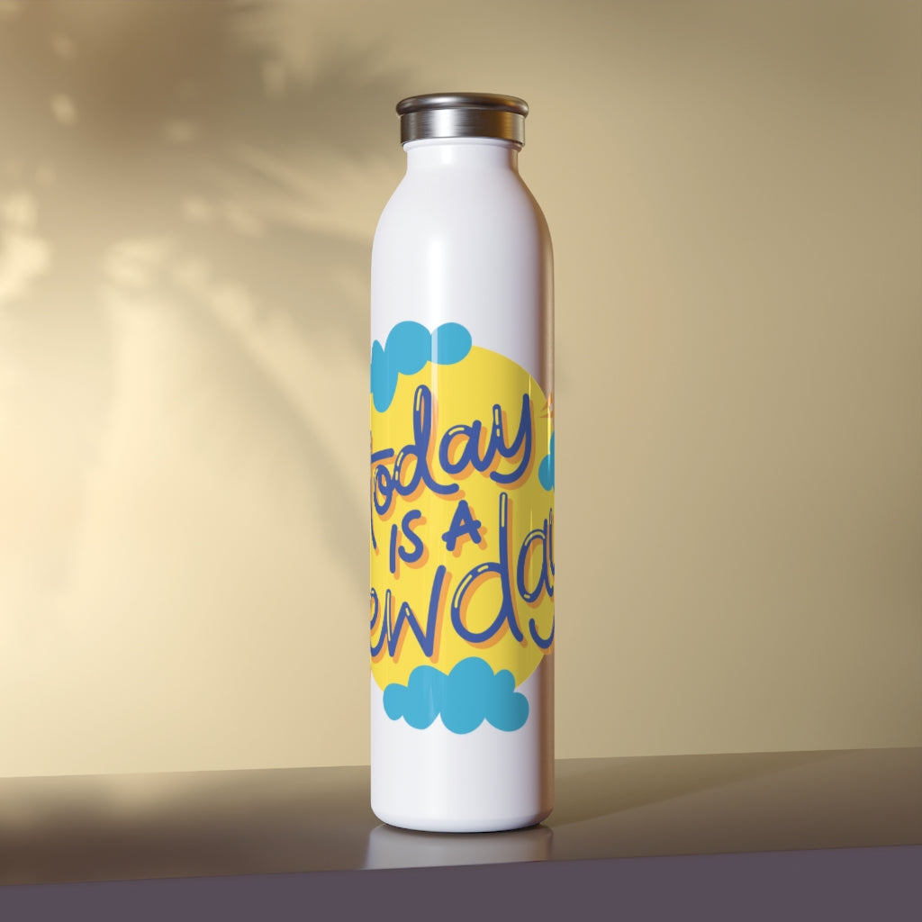 Today Is A New Day Drink Bottle Drink Bottle MindsetMerch 20oz White 