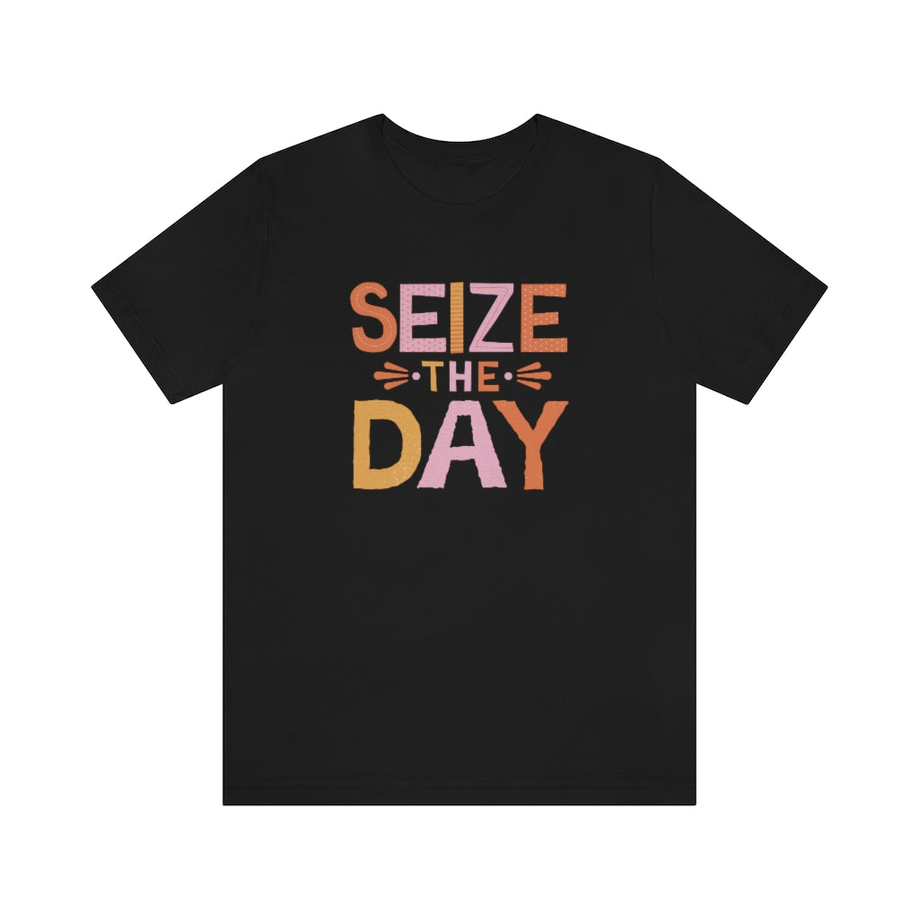 Seize The Day Motivational T-Shirt T-Shirt MindsetMerch Black L 