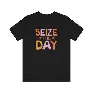 Open image in slideshow, Seize The Day Motivational T-Shirt T-Shirt MindsetMerch Black L 
