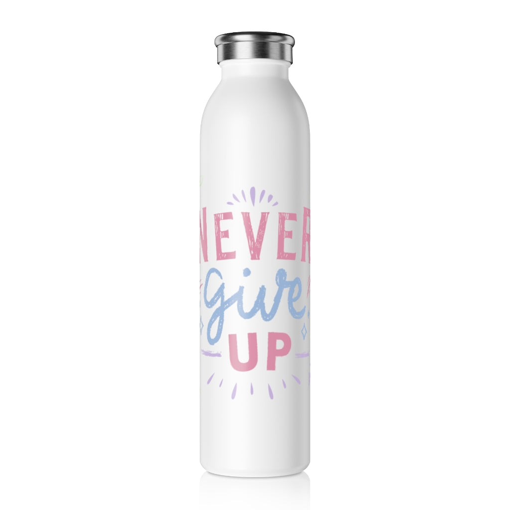 Never Give Up Drink Bottle Drink Bottle MindsetMerch 20oz White 