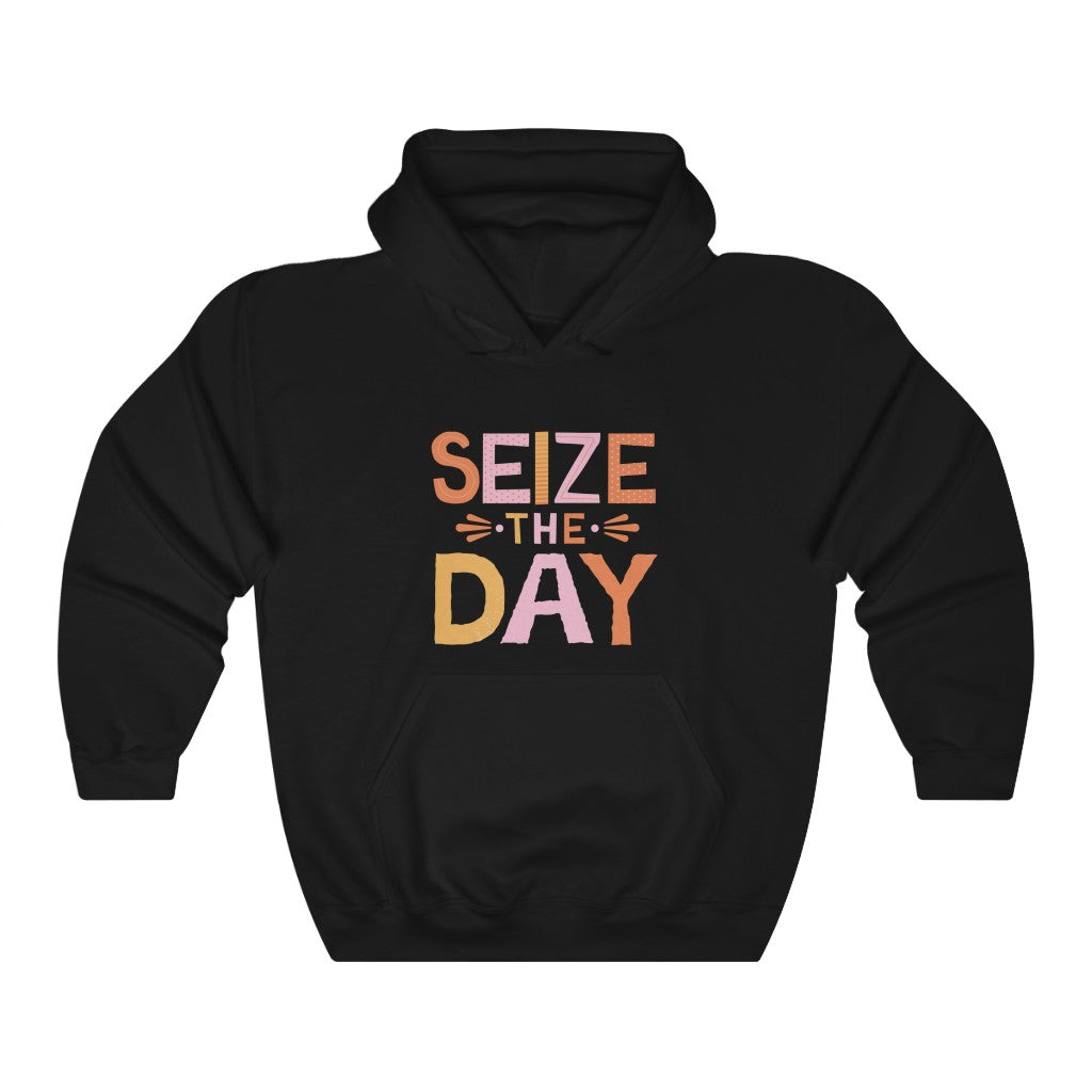 Seize The Day Motivational Hoodie Hoodie MindsetMerch Black L 